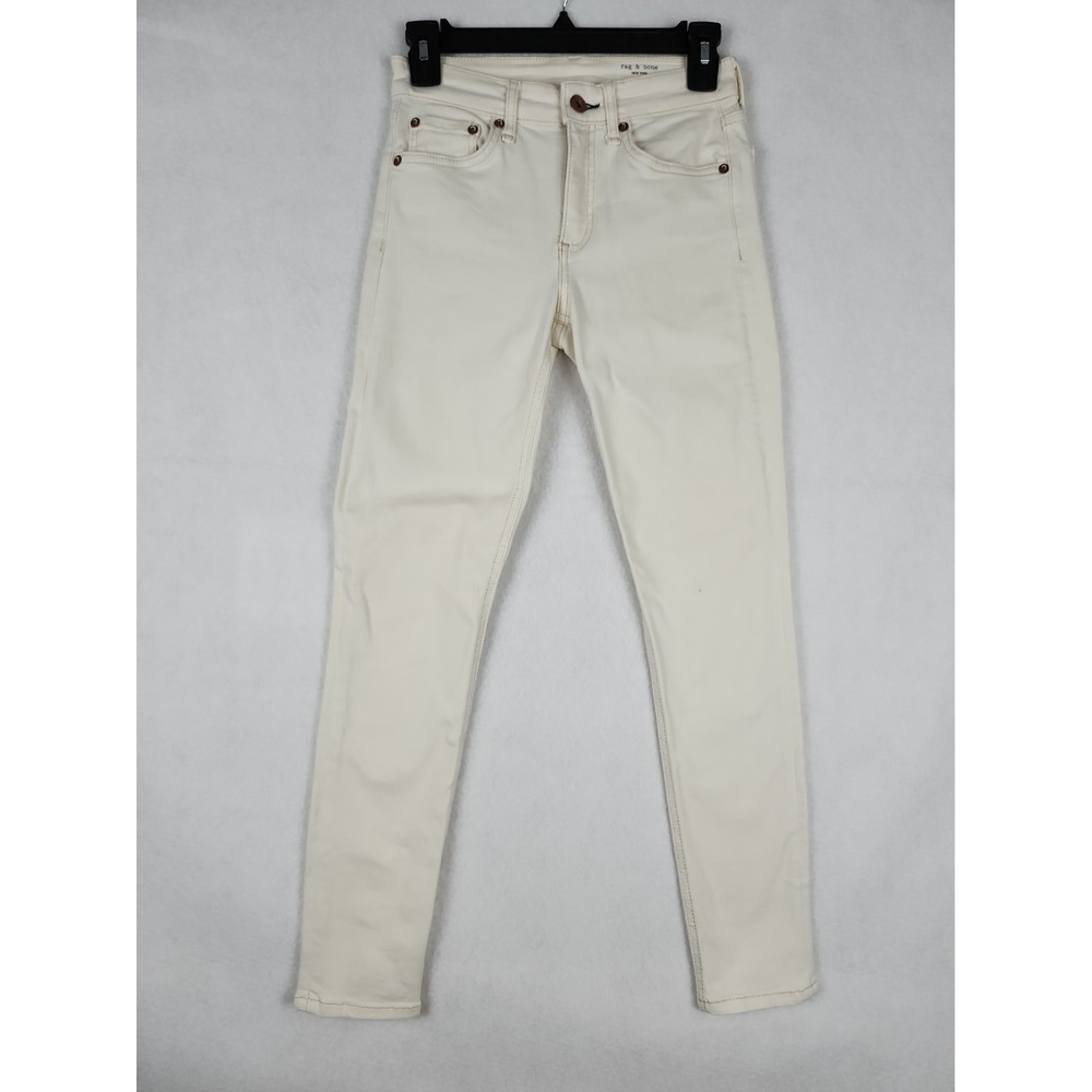 Rag & Bone Denim Jeans Cate Mid Rise Ankle Skinny Womens 25 Ivory Stretch Denim